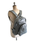 gray leather backpack