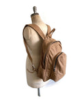 textured tan leather backpack