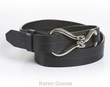 Horse Lovers Genuine Leather Hook Belt Black
