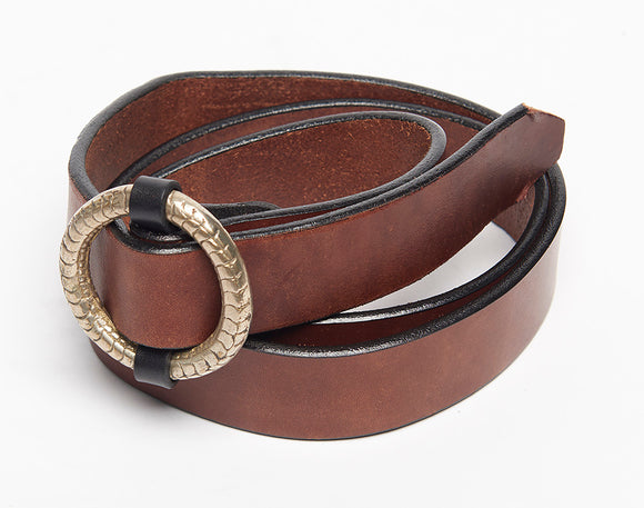 Handcrafted, Casual Leather Belt Closed with a Medieval Buckle-1.25
