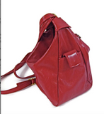 Leather Backpack Convertible to Purse, Knapsack Purse Red Bianca