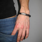 thick braided leather bracelet with magnet