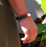 thick braided leather bracelet with magnet