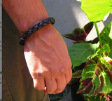 thick braided leather bracelet with magnet