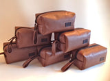 Personalized Leather Toiletry Case, Mens Shaving Kit, Razor Bag.