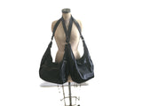 Big Black Handmade Leather Crossbody Bag Ella and Louella