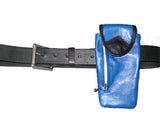 leather glasses case on a belt