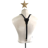 back of adjustable leather suspenders