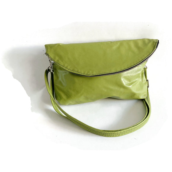 Clearance Sale Lime Green Leather Crossbody Bag that Converts to a Clutch Bag