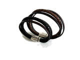 Magnetic Bracelet with Braid and Smooth Leather Mix
