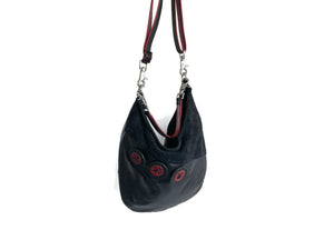 Clearance Sale, Leather Crossbody Purse, Leather Cross Body Bag with button Detail- the Claudette