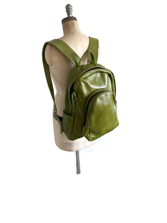 lime leather backpack