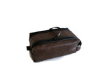 Double Zip Leather Toiletry Case, Mens Shaving Kit, Razor Bag, Dopp Kit