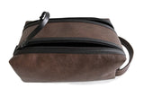 Double Zip Leather Toiletry Case, Mens Shaving Kit, Razor Bag, Dopp Kit