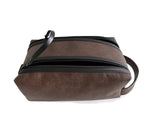Double Zip Leather Toiletry Case, Mens Shaving Kit, Razor Bag, Dopp Kit