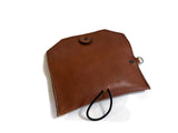 Button Flap Leather Pouch