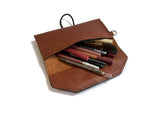 Button Flap Leather Pouch