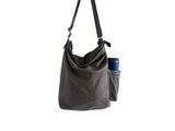 Handmade Leather Cross Body Shopping Bag with a Dedicated Water Bottle Pocket