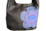 leather hobo bag with flower