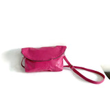 Clearance Sale Hot Pink Leather Crossbody Bag that Converts to a Clutch Bag