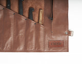 leather knife roll detail