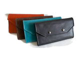 Leather Credit Card Wallet, Travel Wallet, Long Leather Wallet With RFID-The Louise