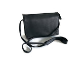 Clearance Sale, Leather Lined Black Crossbody Shoulder Bag with 5 Compartments- The Mathilda