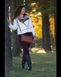 Clearance Sale, Leather Lined Black Crossbody Shoulder Bag with 5 Compartments- The Mathilda