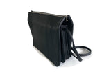 Clearance Sale, Leather Lined Black Crossbody Shoulder Bag with 5 Compartments- The Mathilda