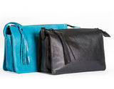 Clearance Sale, Leather Lined Black Crossbody Shoulder Bag with 5 Compartments- The Mathilda