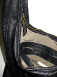 inside Huge Slouchy Black Leather Crossbody Bag