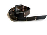Handmade Black and Brown Studded Leather Jeans Belt-1.25" Wide