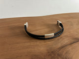 Unisex Braided Leather Bracelet with Magnetic Closure and Tube