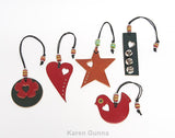 Leather Christmas Tree Ornaments, Christmas 5 assorted Decorations