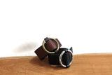 wide leather cuff with ring