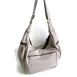 Clearance Sale, Handmade Big Taupe Leather Crossbody Bag-The Ella