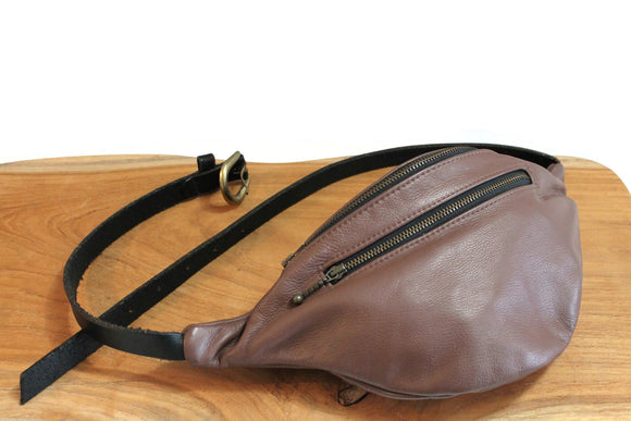 Clearance Sale, Brown Leather Fanny Pack, Bum Bag, Waist Bag