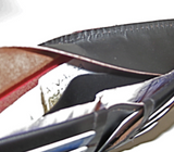 mans leather wallet with ID window and hidden pocket