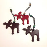 Leather Animal Christmas Tree Decorations, Christmas Moose Ornament.