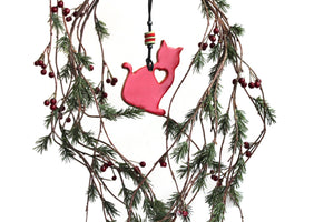 Leather Animal Christmas Tree Decorations, Christmas Cat Ornament.