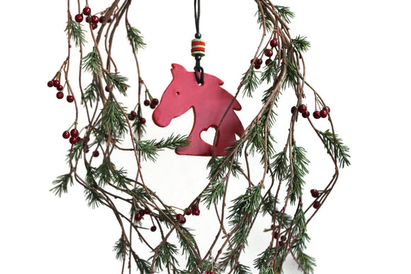 Leather Animal Christmas Tree Decorations, Christmas Horse Ornament.