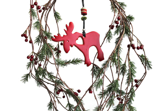 Leather Animal Christmas Tree Decorations, Christmas Moose Ornament.