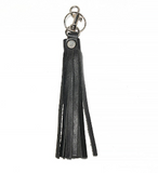 Short black Leather Tassel Keychain