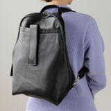 handmade leather backpack with model