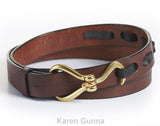 Horse Lovers Genuine Leather Hook Belt Brown