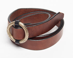 Handcrafted, Casual Leather Belt Closed with a Medieval Buckle-1.25" Wide