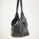 Leather Backpack Convertible to Purse, Knapsack Purse Black Bianca
