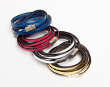 Magnetic Leather Multi Wrap Bracelet
