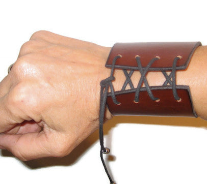 Laced Medieval Wide Leather Cuff