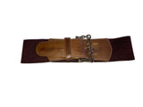 Wide Buckled Elastic Leather Belt